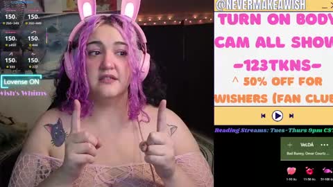Snapshot of nevermakeawish chatting on May 16, 2026, 10:23 am Wishs Playground online show from May 16, 2026, 10:23 am