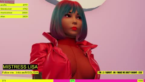  MISTRESS LISA  FIRST 3DXCHAT CAMGIRL   3dxchat anime gaming mistress domina online show from December 20, 2025, 11:23 pm