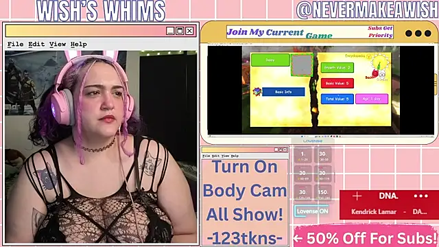 Snapshot of nevermakeawish chatting on May 24, 2026, 9:58 am nevermakeawish online show from May 24, 2026, 9:58 am