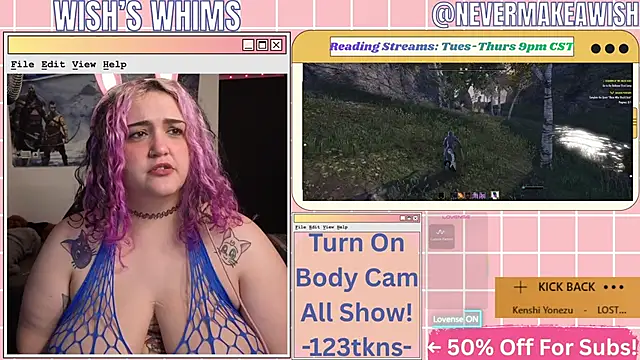 Snapshot of nevermakeawish chatting on June 3, 2026, 9:56 am nevermakeawish online show from June 3, 2026, 9:56 am